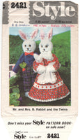 Style 2421 Mr and Mrs B. Rabbit and the Twins, 19" (49 cm) Tall Soft Toys, Partially Cut, Complete Sewing Pattern