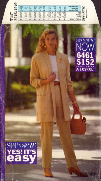 See&Sew 6461 Sewing Pattern, Jacket, Top and Pants, Size XS-XL, Uncut, Factory Folded