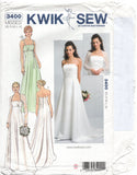 Kwik Sew 3400 Empire Line Bridal, Bridesmaid or Evening/Prom/Formal Gown, Uncut, Factory Folded Sewing Pattern Multi Size XS-XL