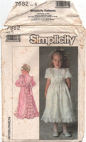 Simplicity 7982 Flower Girl Dress, Wedding Party Outfit, Uncut, Factory Folded Sewing Pattern Size 6
