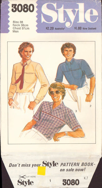 McCall's 3080 Sewing Pattern, Boys' and Men's Set of Shirts, Size 38, Cut, Complete