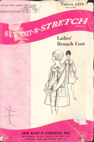 Knit-n-Stretch 216 Sewing Pattern, Women's Brunch Coat, Size S-M-L, Cut, Complete