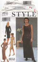 Style 2940 Sleeveless or Long Sleeved, Side Slit Evening Dress, Uncut, Factory Folded Sewing Pattern Multi Size 8-18