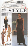 Style 2940 Sleeveless or Long Sleeved, Side Slit Evening Dress, Uncut, Factory Folded Sewing Pattern Multi Size 8-18