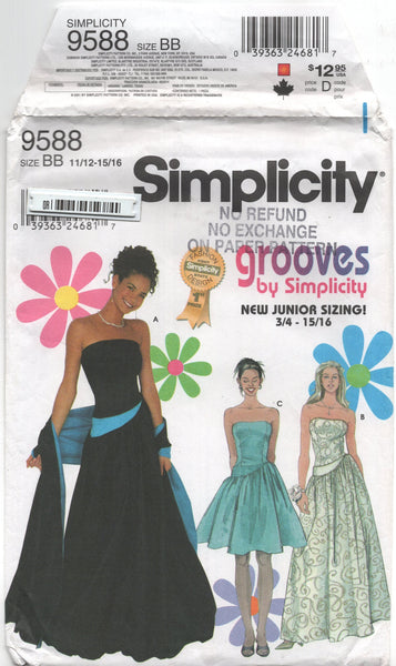 Simplicity 9588 Junior Fit and Flare Evening Dress in Two Lengths and Patterns Central Simplicity 9588 Junior Fit and Flare Evening Dress in Two Lengths and Patterns Central