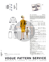 60s Cut-Away Jacket, Blouse and Slim Skirt, Bust 34" (87 cm) Vogue Paris Original 1525, Vintage Sewing Pattern Reproduction