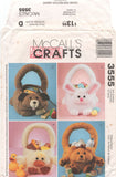 McCall's 3555 Animal Gift Baskets: Duck, Bear, Dog and Rabbit, Uncut, Factory Folded Sewing Pattern Size 24" (60 cm)