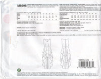 McCall's 6698 Evening Dress with Flounced, Tiered Skirt, Uncut, Factory Folded Sewing Pattern Multi Size 4-12