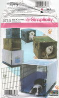 Simplicity 4713 Pet Crate Covers and Accessories in Three Sizes, Uncut, Factory Folded, Sewing Pattern Size XS-XL