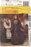 McCall's 2243 Renaissance Maid and Noblewoman Costumes, Uncut, Factory Folded Sewing Pattern Multi Size 24-46