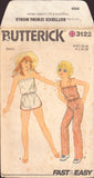 Butterick 3122 Sewing Pattern, Girls' Jumpsuit, Size 7, Cut, Complete