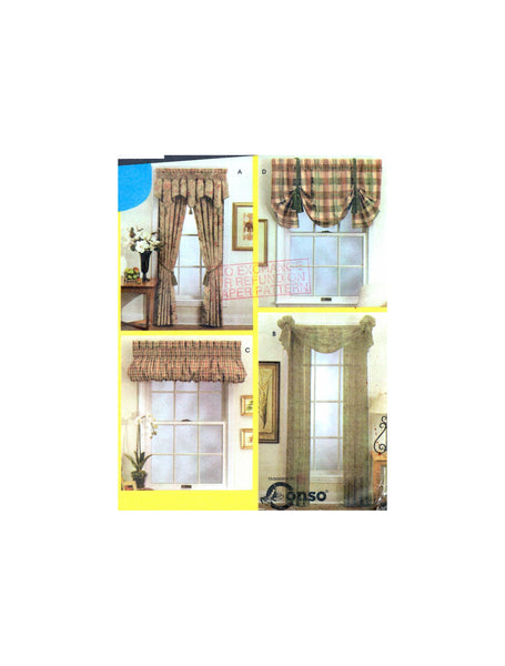 Simplicity 7075 Window Treatments in Various Lengths and Styles, Uncut, Factory Folded Sewing Pattern