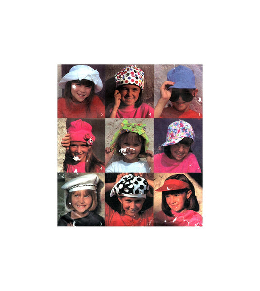 Style 2266 Children's Hats in 6 Styles, Partially Cut, Partially Factory Folded, Complete Sewing Pattern Various Sizes