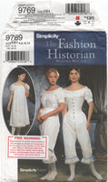 Simplicity 9769 Authentic Civil War Undergarments, Uncut, Factory Folded Sewing Pattern Multi Size 6-12