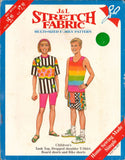 J&L 053 Sewing Pattern, Children's Tank Top, T-Shirt, Board Shorts and Bike Shorts, Size 2-12, Uncut, Factory Folded
