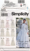 Simplicity 8888 Lined Bridal Gown with Style Variations, Uncut, Factory Folded, Sewing Pattern Size 10-14 (32.5-36)