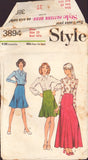 Style 3894 Sewing Pattern, Skirt and Blouse, Size 10, Partially Cut, Complete