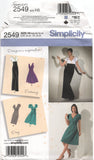 Simplicity 2549 Evening or Day Dress with Sleeve and Skirt Variations, Uncut, Factory Folded Sewing Pattern Multi Size 6-14