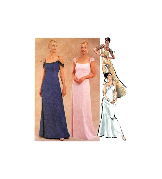 McCall's 2076 Lined Evening Gown with Empire Waist and Sleeve Variations, Uncut, Factory Folded Sewing Pattern Size 4-8
