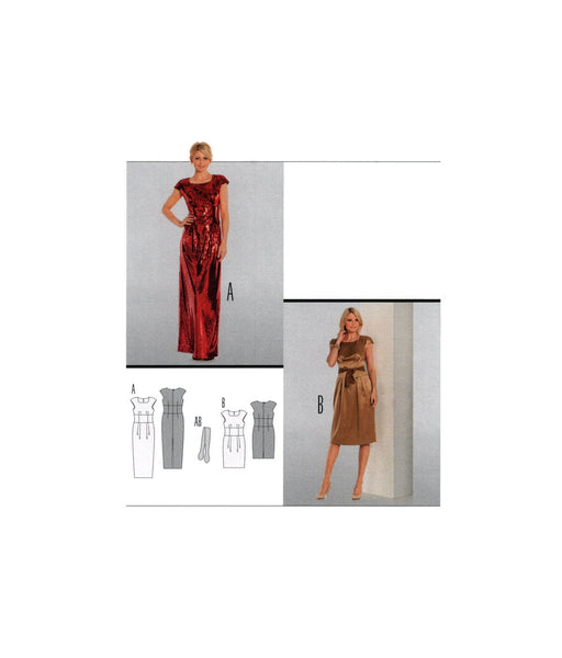 Burda 8859 Evening Dress in Two Lengths, Uncut, Factory Folded Sewing Pattern Multi Plus Size 6-20
