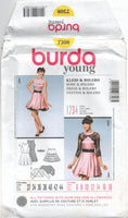 Burda 7308 Party Dress, Bolero and Tulle Underskirt, Uncut, Factory Folded Sewing Pattern Multi Size 6-18