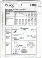 Burda 7308 Party Dress, Bolero and Tulle Underskirt, Uncut, Factory Folded Sewing Pattern Multi Size 6-18