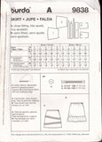 Burda 9838 Sewing Pattern, Skirt, Size 6-10, Uncut, Factory Folded