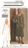 Vogue 8474 Raglan Sleeve Jacket and A-Line Dress with Asymmetrical Closure, Uncut, Factory Folded, Sewing Pattern Size 8-14