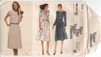 Vogue 7675 Blouson Dress with Slightly Flared Skirt and Sleeve Variations, Uncut, Factory Folded, Sewing Pattern Size 8