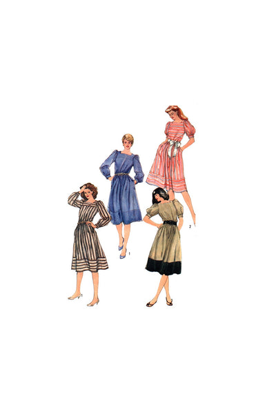Simplicity 5959 Dress with Flared Skirt, Square Neckline and Sleeve Variations, Uncut, Factory Folded, Sewing Pattern Size 10-14