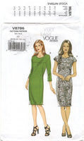 Vogue 8786 Loose Fitting Pullover Dress with Cap or Three Quarter Sleeves, Uncut, Factory Folded, Sewing Pattern Size 6-14