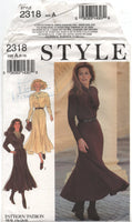 Style 2318 Scoop or V-Neckline Dress with Magyar Sleeves and Flared Skirt, Uncut, Factory Folded, Sewing Pattern Multi Size 8-18