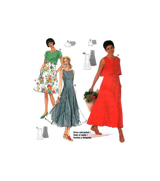 Burda 3787 Fit and Flare Dress in Two Lengths and Bolero Jacket, Uncut, Factory Folded, Sewing Pattern Multi Size 34-44