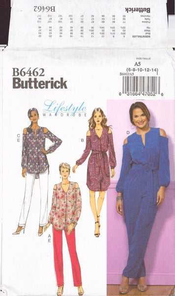Simplicity 6462 Sewing Pattern, Women's Top, Tunic, Dress, Jumpsuit, Sash and Pants, Size 6-14 or 14-22, Uncut, Factory Folded