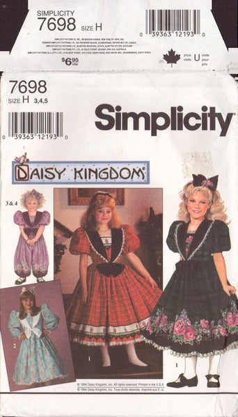 Simplicity 7698 Sewing Pattern, Girl's Romper and Dress, Cut, Complete
