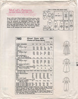 McCall's 7443 Dress with Slim or Pleated, Flared Skirt, Uncut, Factory Folded Sewing Pattern Size 12 Bust 32