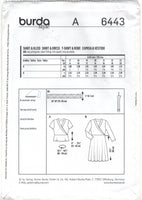 Burda 6443 Mock Wrap Top or Dress with Three Quarter Length or Short Sleeves, Uncut, Factory Folded, Sewing Pattern Multi Size 8-20