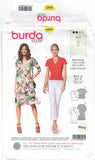 Burda 6443 Mock Wrap Top or Dress with Three Quarter Length or Short Sleeves, Uncut, Factory Folded, Sewing Pattern Multi Size 8-20