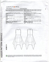 Vogue 1547 Zandra Rhodes Fitted, Flared Shaped Hemline Dress, Uncut, Factory Folded, Sewing Pattern Size 14-22