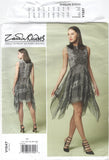 Vogue 1547 Zandra Rhodes Fitted, Flared Shaped Hemline Dress, Uncut, Factory Folded, Sewing Pattern Size 14-22