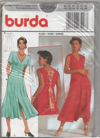 Burda 3996 V-Neckline, Princess Seam Dress with Back Tie Interest, Uncut, Factory Folded, Sewing Pattern Multi Size 10-20