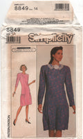 Simplicity 8849 Belle France Front Panel Dress with Shaped Drop Waist Skirt, Uncut, Factory Folded, Sewing Pattern Size 14