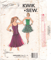 Kwik Sew 1721 Strapless or Scoop Neckline, Drop Waist Dress with Flared Skirt, Uncut, Factory Folded Sewing Pattern Multi Size 31.5-41.5