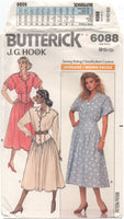 Butterick 6088 JG Hook Shaped Midriff Dress with Flared Skirt, Uncut, Factory Folded Sewing Pattern Size 8-12