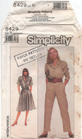 Simplicity 8429 Front Button Closing Dress and Jumpsuit, Uncut, Factory Folded Sewing Pattern Size 10-14