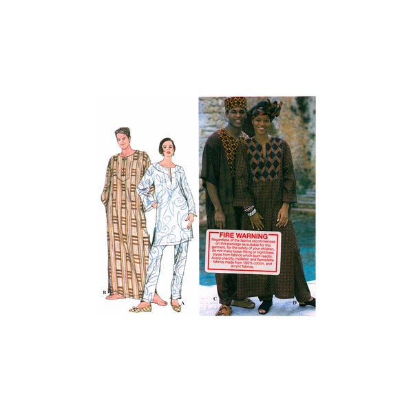 Simplicity 8895 Unisex Caftan or Top, Pants and Headwrap, Uncut, Factory Folded Sewing Pattern Size 42-48