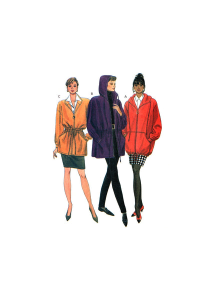 Butterick 5089 Loose Fitting Drawstring Waist Jacket with or without Hood, Uncut, Factory Folded, Sewing Pattern Size 6-10