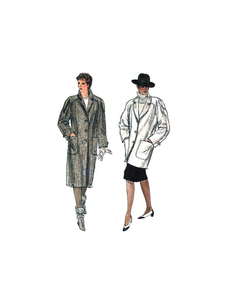 Vogue 8441 Lined, Raglan Sleeve, A-Line Coat in Two Lengths, Uncut, Factory Folded, Sewing Pattern Size 16
