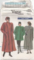 Vogue 7024 Raglan Sleeve Swing Coat or Long Coat, Uncut, Factory Folded, Sewing Pattern Multi Size 6-14