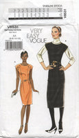 Vogue 8531 Straight or Tapered, Cap Sleeve Dress in Two Lengths, Cut, Complete, Sewing Pattern Size 6-12